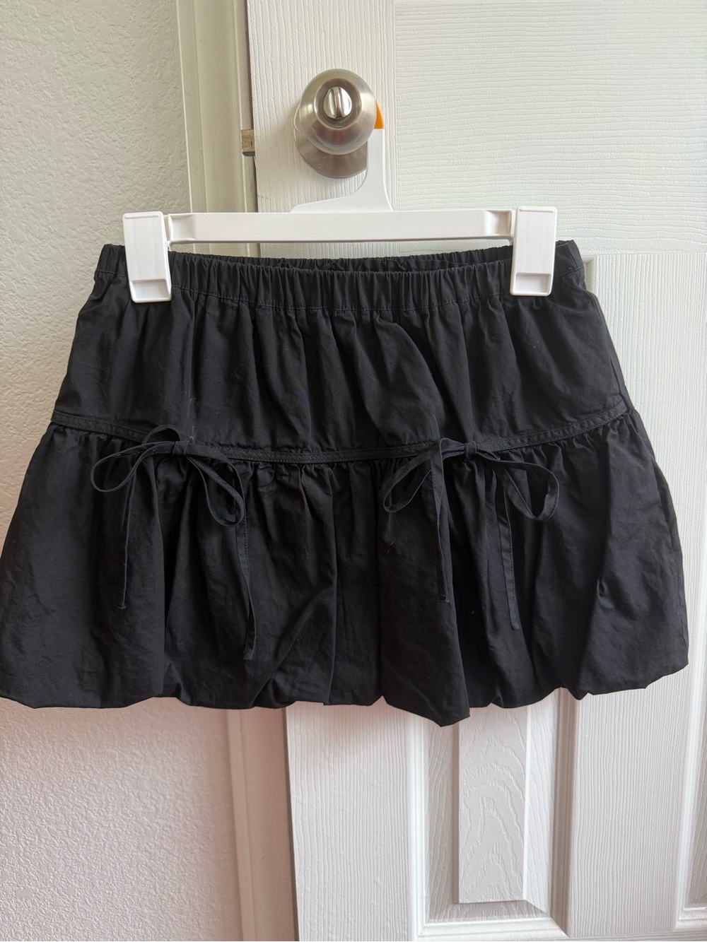Black Tiered Skort with Drawstring Detail